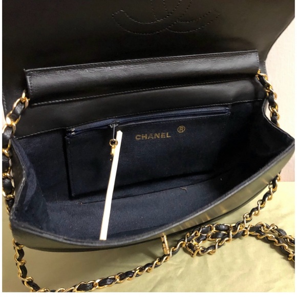 Authentic CHANEL CC Classic Half Moon Lambskin Leather Shoulder Handbag - Picture 10 of 13